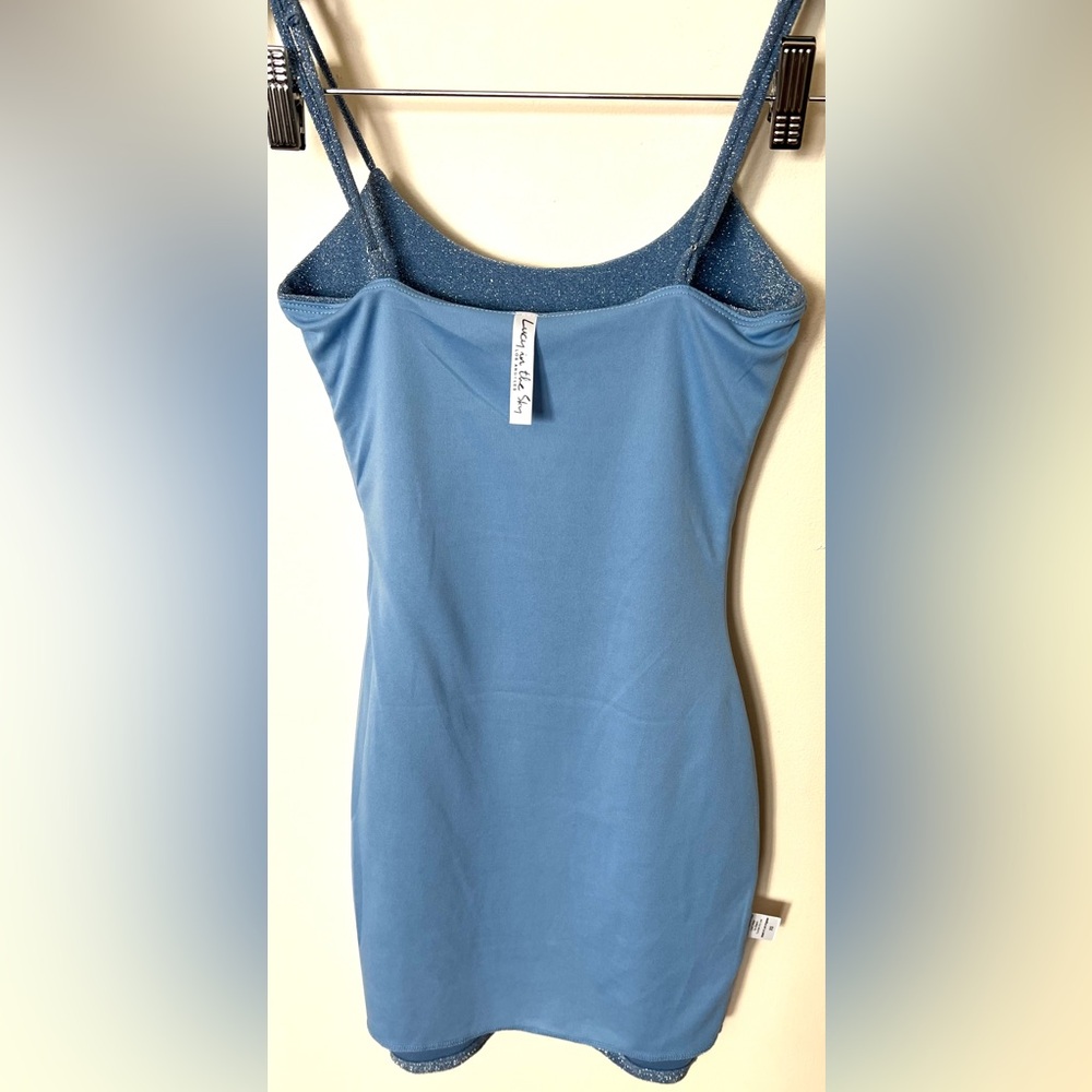 Lucy in the Sky‎ Sparkling Blue Y2K Bodycon Dress XS NWOT - Picture 8 of 13